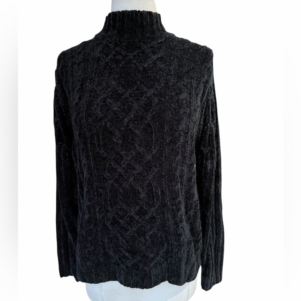 Late 1990s/Y2K Croft & Barrow 100% Acrylic Super Soft Mock Neck Cable Knit Sweat